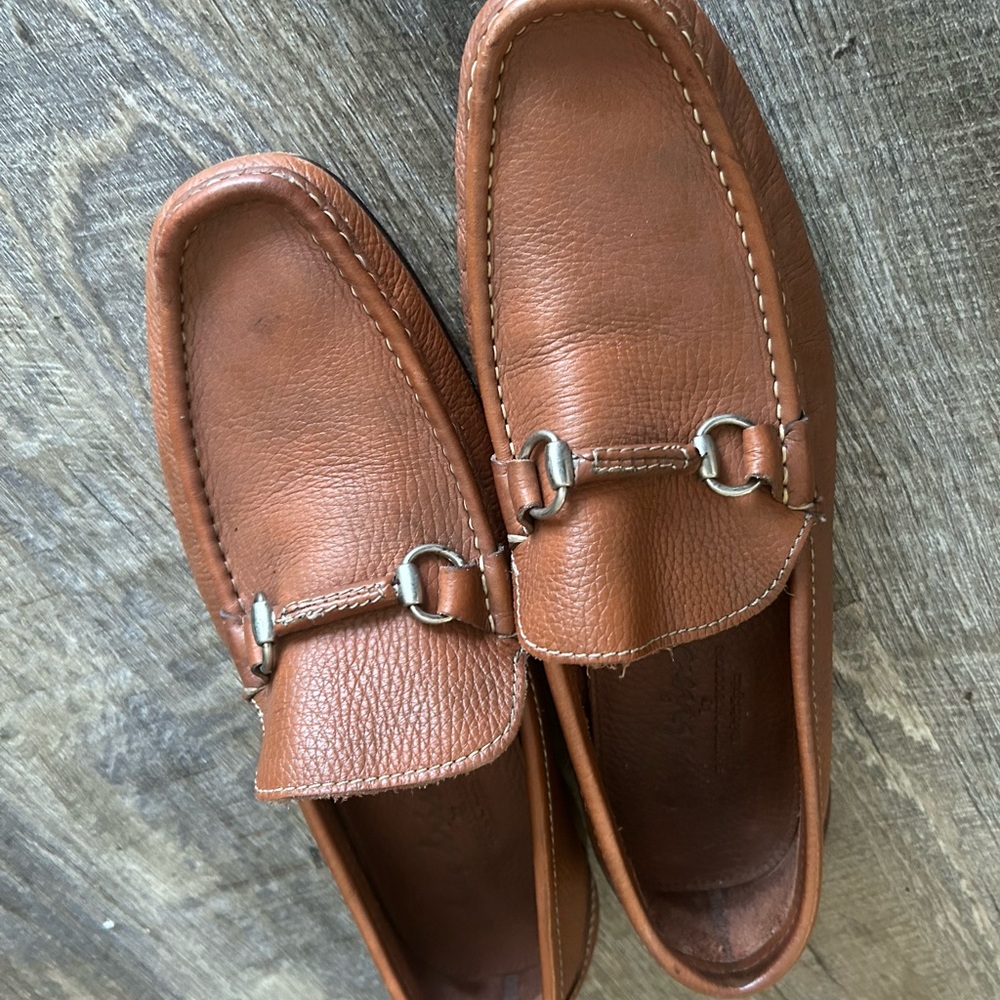 Quoddy Brown Leather Slip-On Loafers with Moccasin Stitching